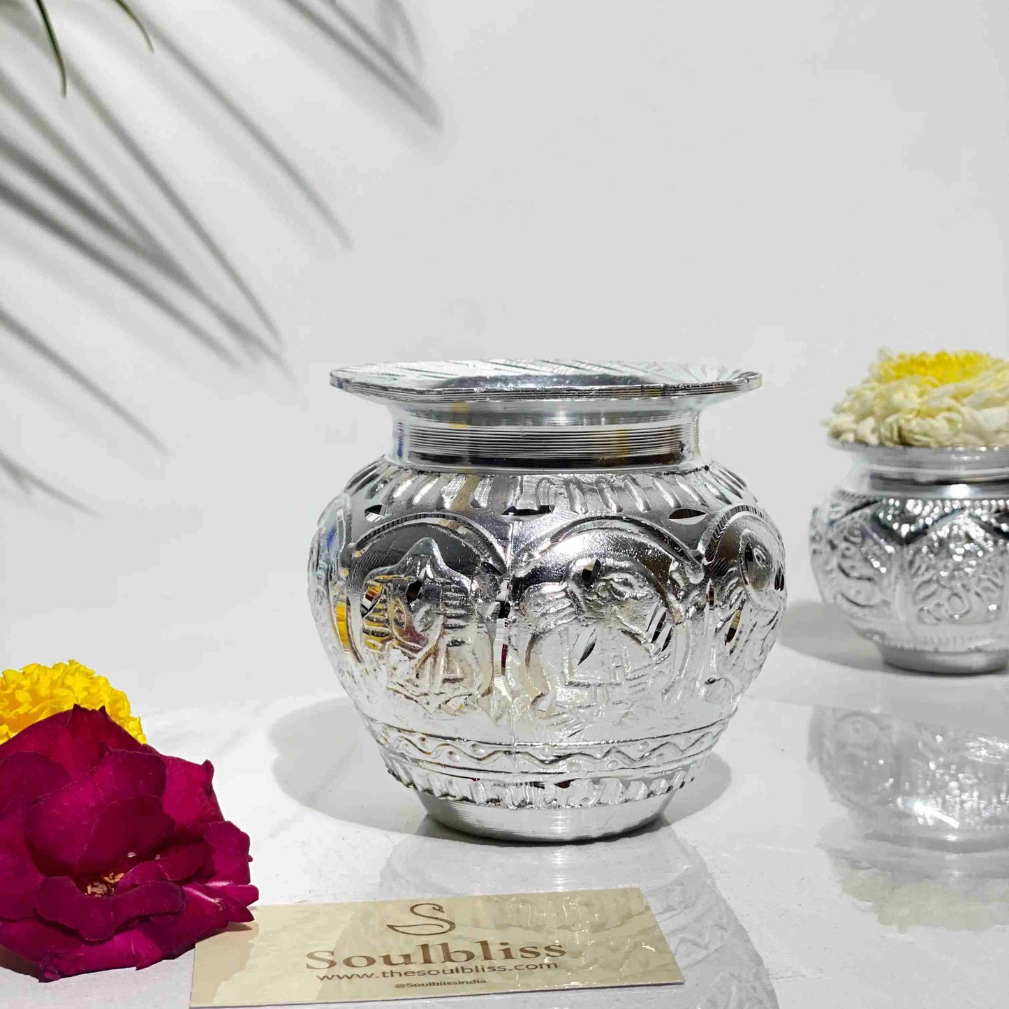 Silver Kalash Set for Puja & Décor (Pair – 4.5 x 3 inch)