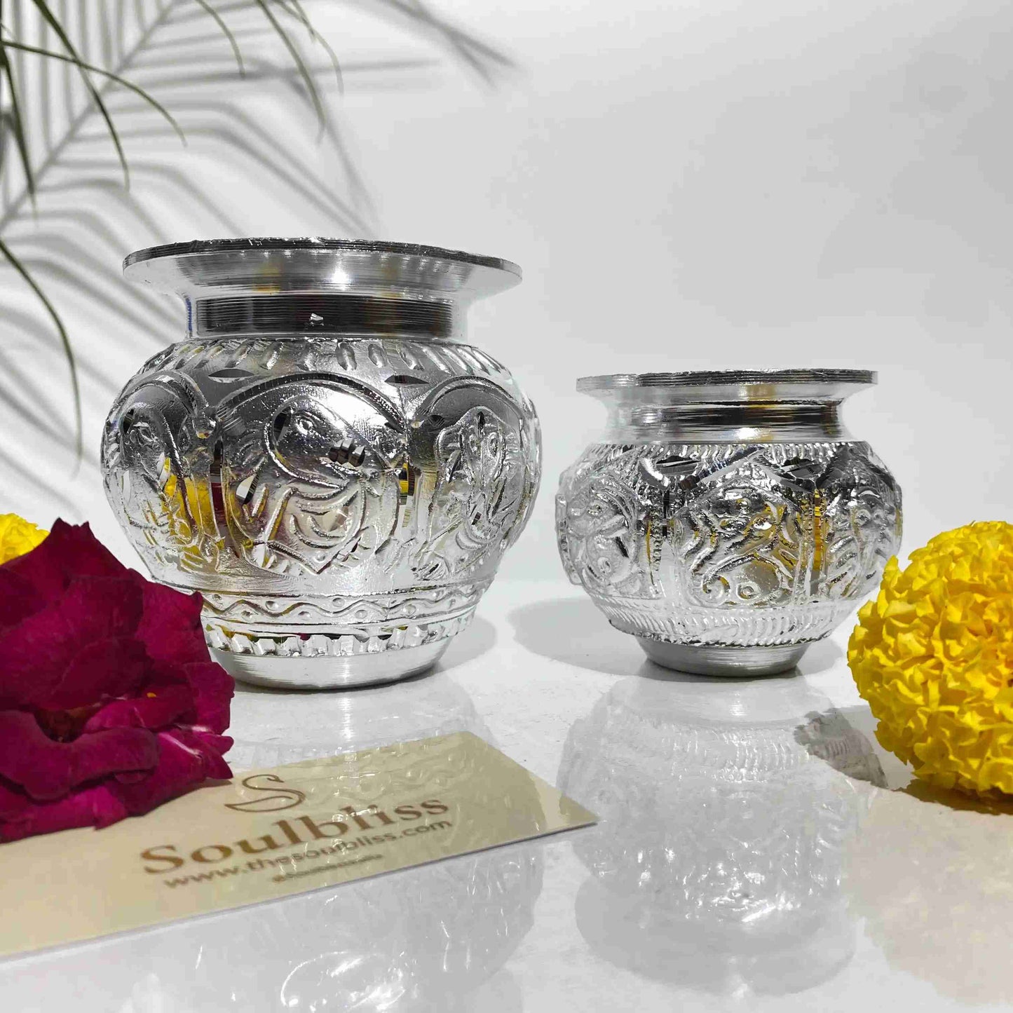 Silver Kalash Set for Puja & Décor (Pair – 4.5 x 3 inch)