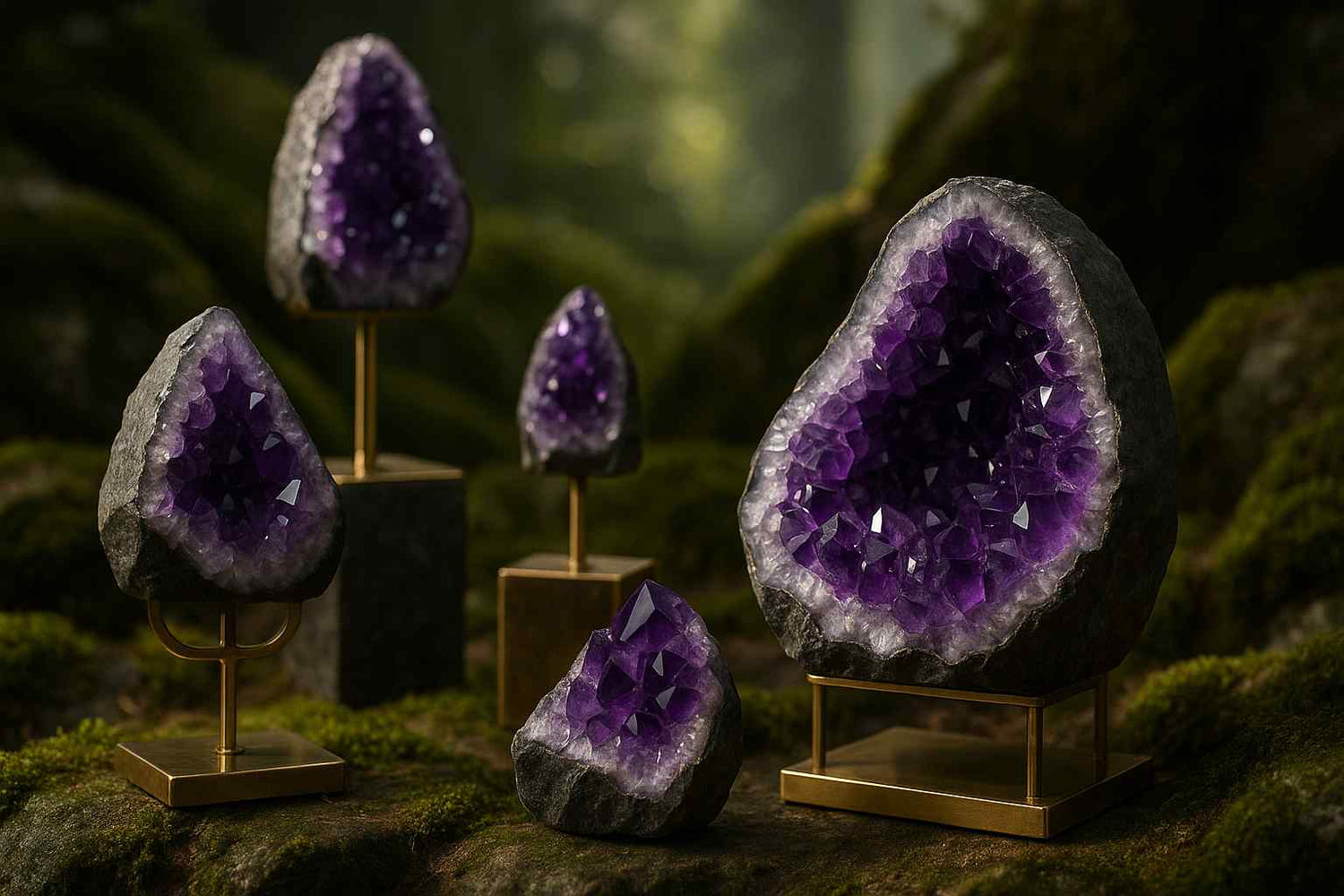 Authentic amethyst geodes from the Crystal Bliss collection — natural healing crystals for positivity, balance, and spiritual energy.