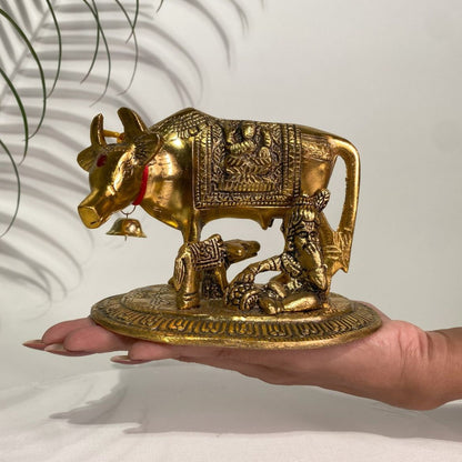 Panchdhatu Kamdhenu Idol – Gold Plated  (6x4 Inch)