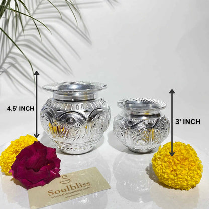 Silver Kalash Set for Puja & Décor (Pair – 4.5 x 3 inch)