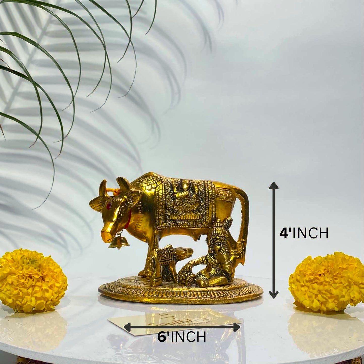 Panchdhatu Kamdhenu Idol – Gold Plated  (6x4 Inch)