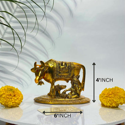 Panchdhatu Kamdhenu Idol – Gold Plated  (6x4 Inch)