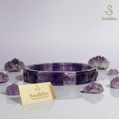 Amethyst Premium Pyramid cut Bracelet (Unisex) | For Crown Chakra