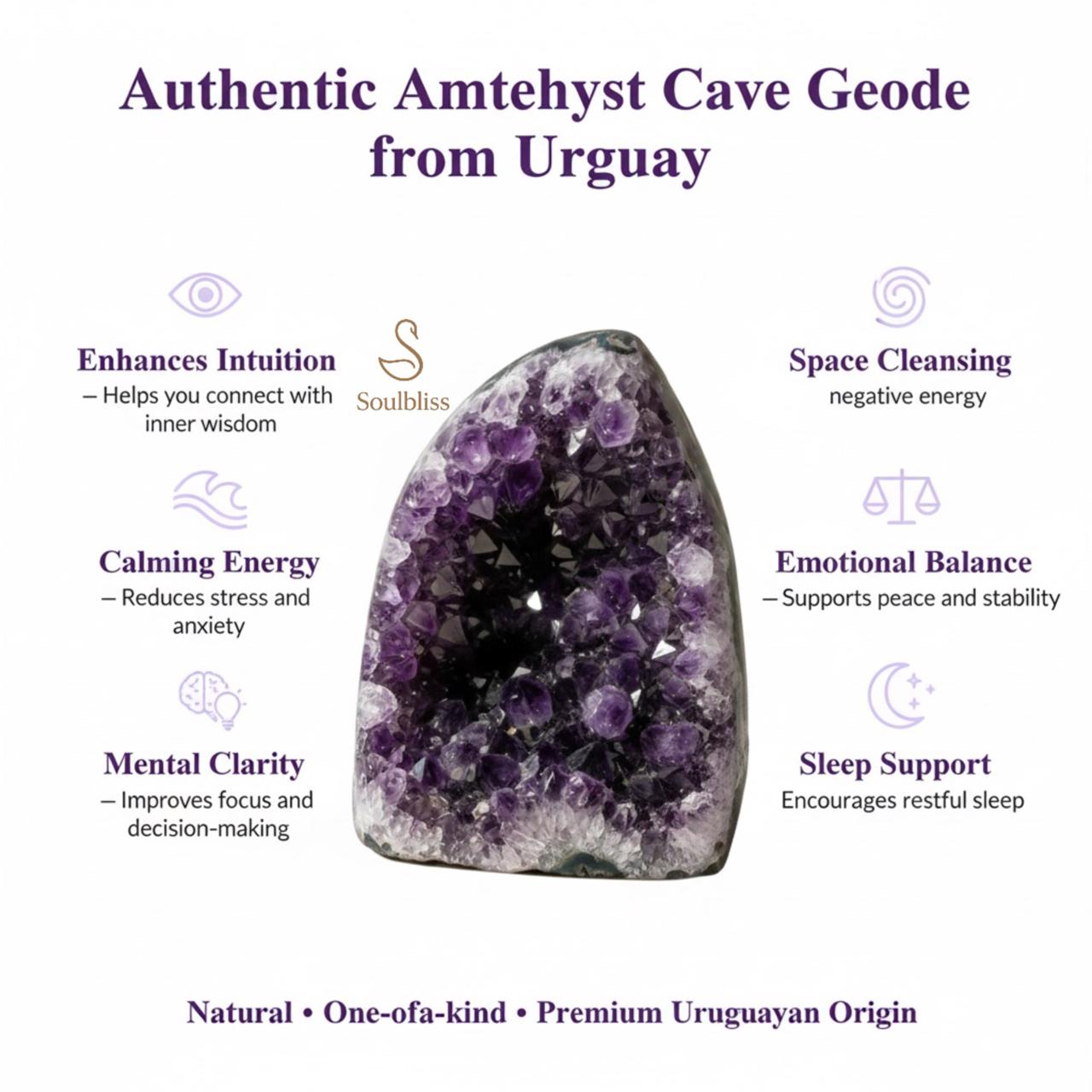 Natural Amethyst Uruguayan Cave Cluster | Soulbliss Amethyst Geode