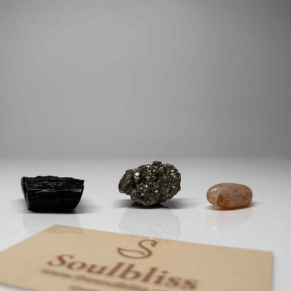Soulbliss Wealth Shield Crystal Set –  Black Tourmaline, Pyrite & Citrine