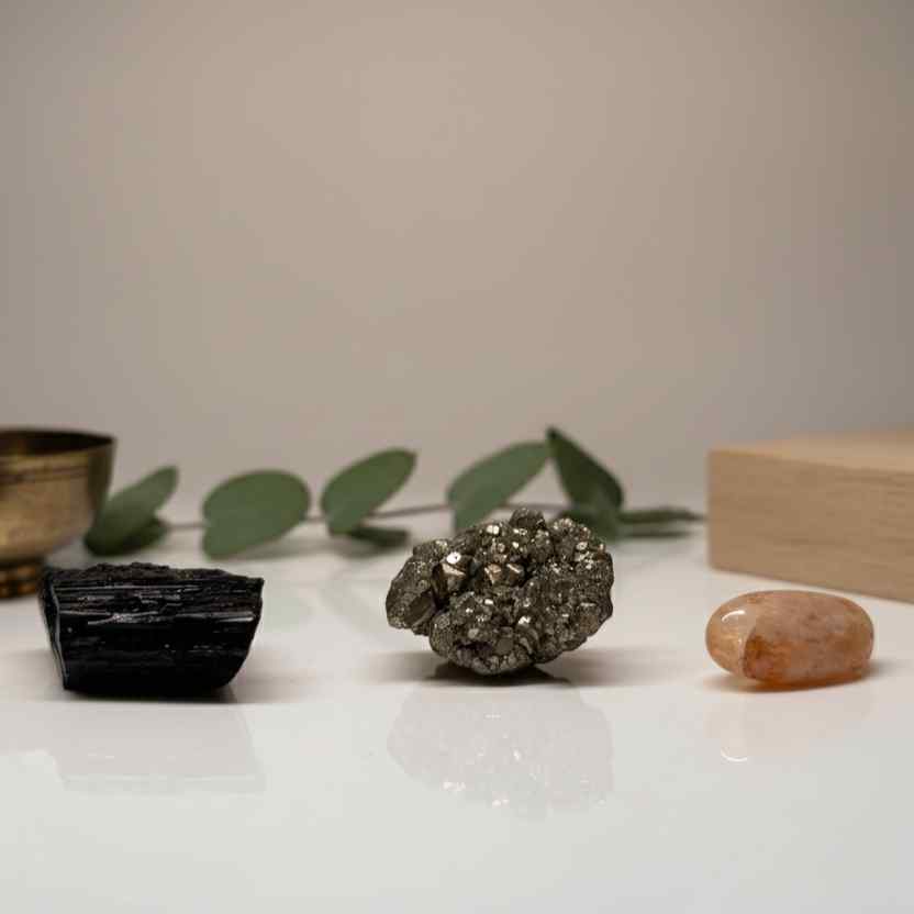 Soulbliss Wealth Shield Crystal Set –  Black Tourmaline, Pyrite & Citrine