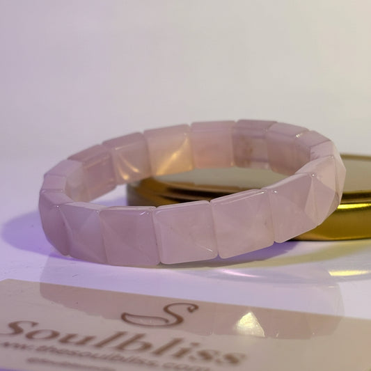 Rose Quartz Premium Pyramid Bracelet | opens the Heart Chakra, promotes self-love, compassion, and emotional healing.