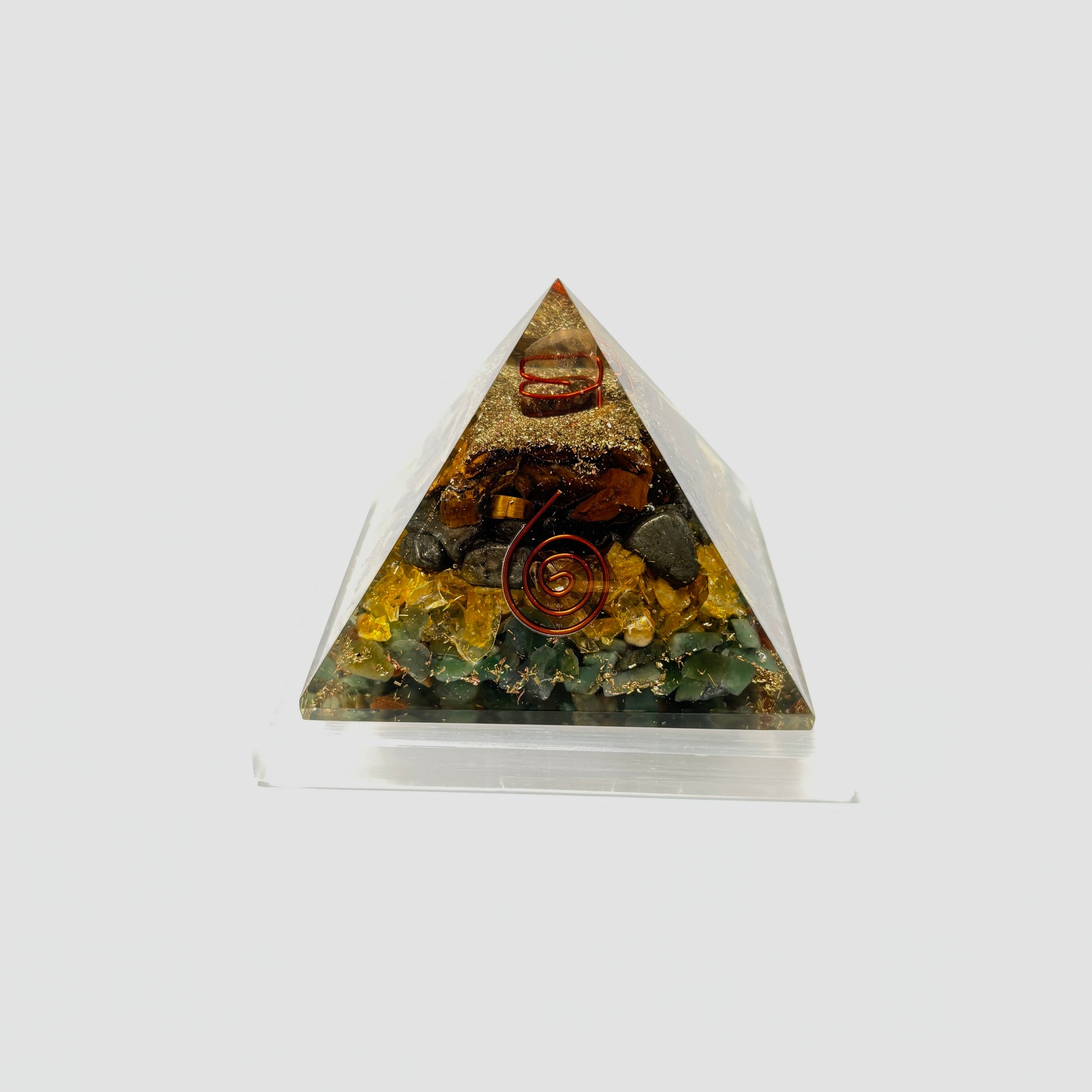 Feng Shui wealth pyramid with pyrite and citrine stones