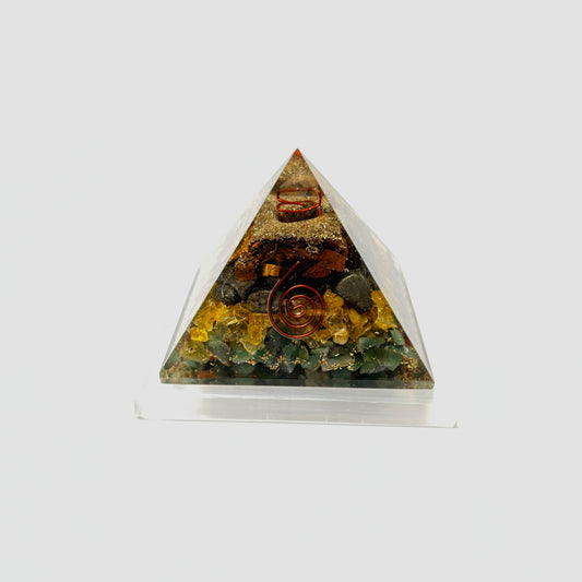 Feng Shui wealth pyramid with pyrite and citrine stones