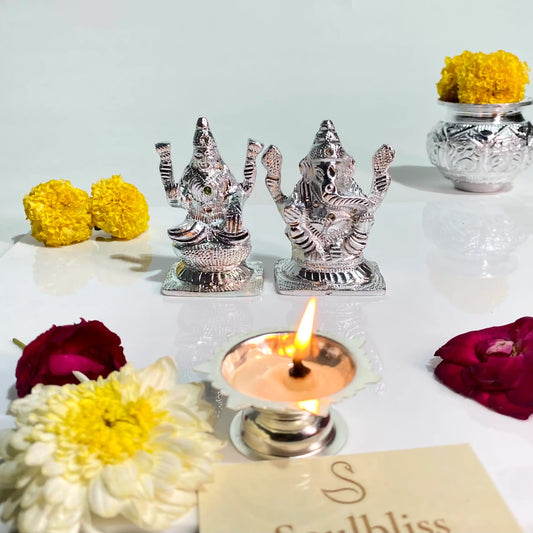 Silver Laxmi Ganesh idol for Diwali puja and gifting