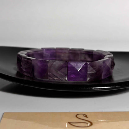 Amethyst Premium Pyramid Bracelet (Unisex) | For Spiritual Protection & Calming Energy