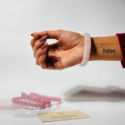 Rose Quartz Premium Pyramid Bracelet | opens the Heart Chakra, promotes self-love, compassion, and emotional healing.