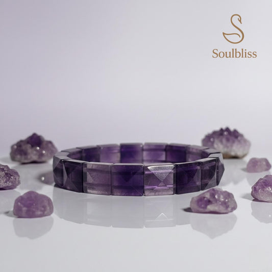 Amethyst Premium Pyramid cut Bracelet (Unisex) | For Crown Chakra