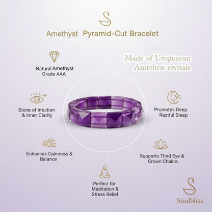 Amethyst Premium Pyramid cut Bracelet (Unisex) | For Crown Chakra