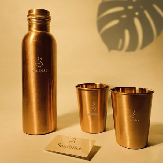 Pure Copper Bottle Set | Premium Gifting Choice