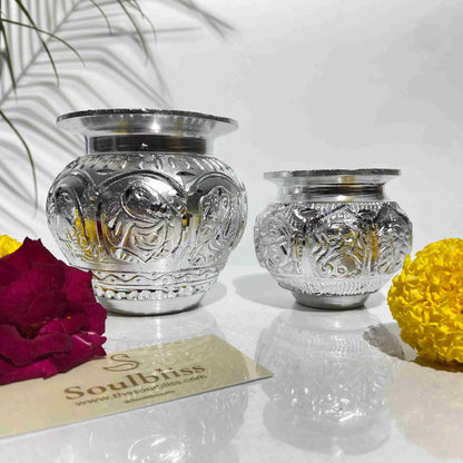 Silver Kalash Set for Puja & Décor (Pair – 4.5 x 3 inch)