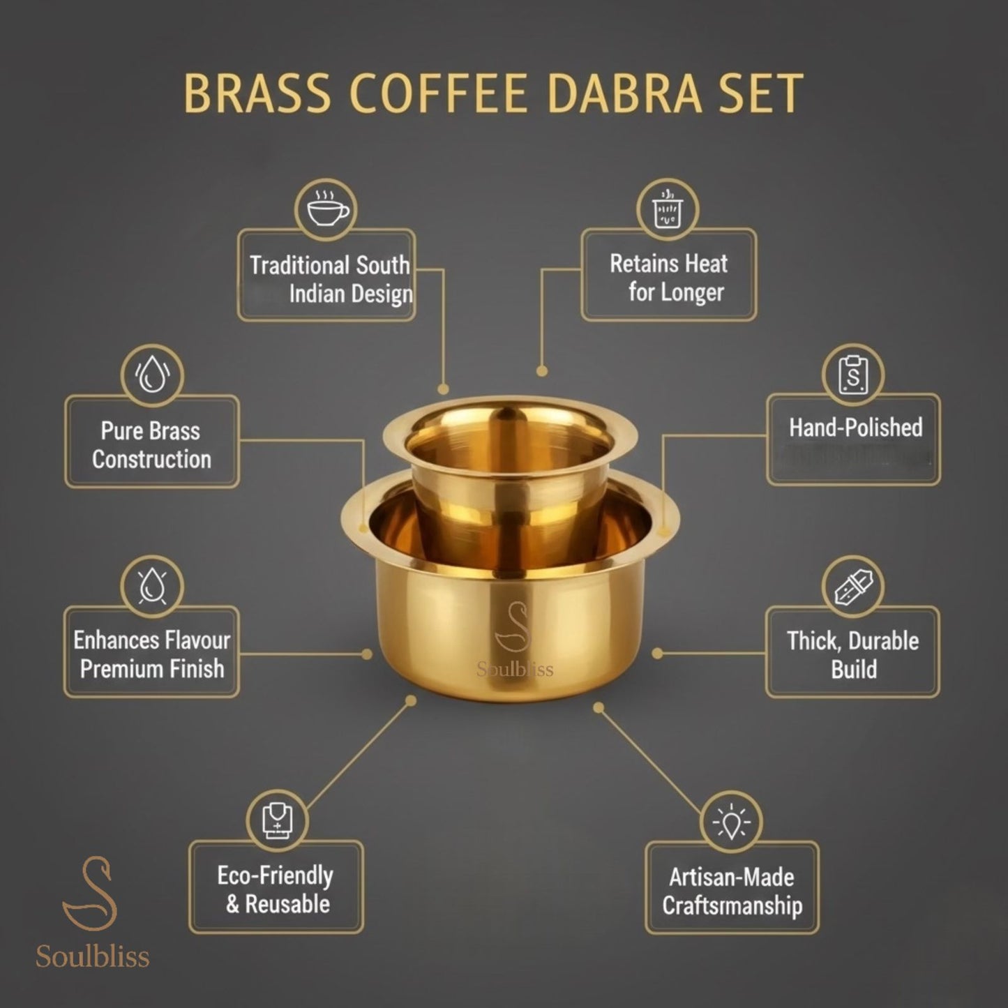 Brass Coffee Dabra Set | South Indian Filter Coffee Set