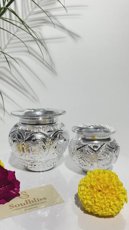 Silver Kalash Set for Puja & Décor (Pair – 4.5 x 3 inch)